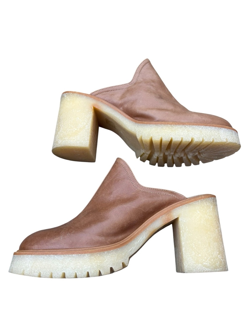 Free People James Cozy Mule Tan Leather Platform Clog EU 11/US11 Runs Small